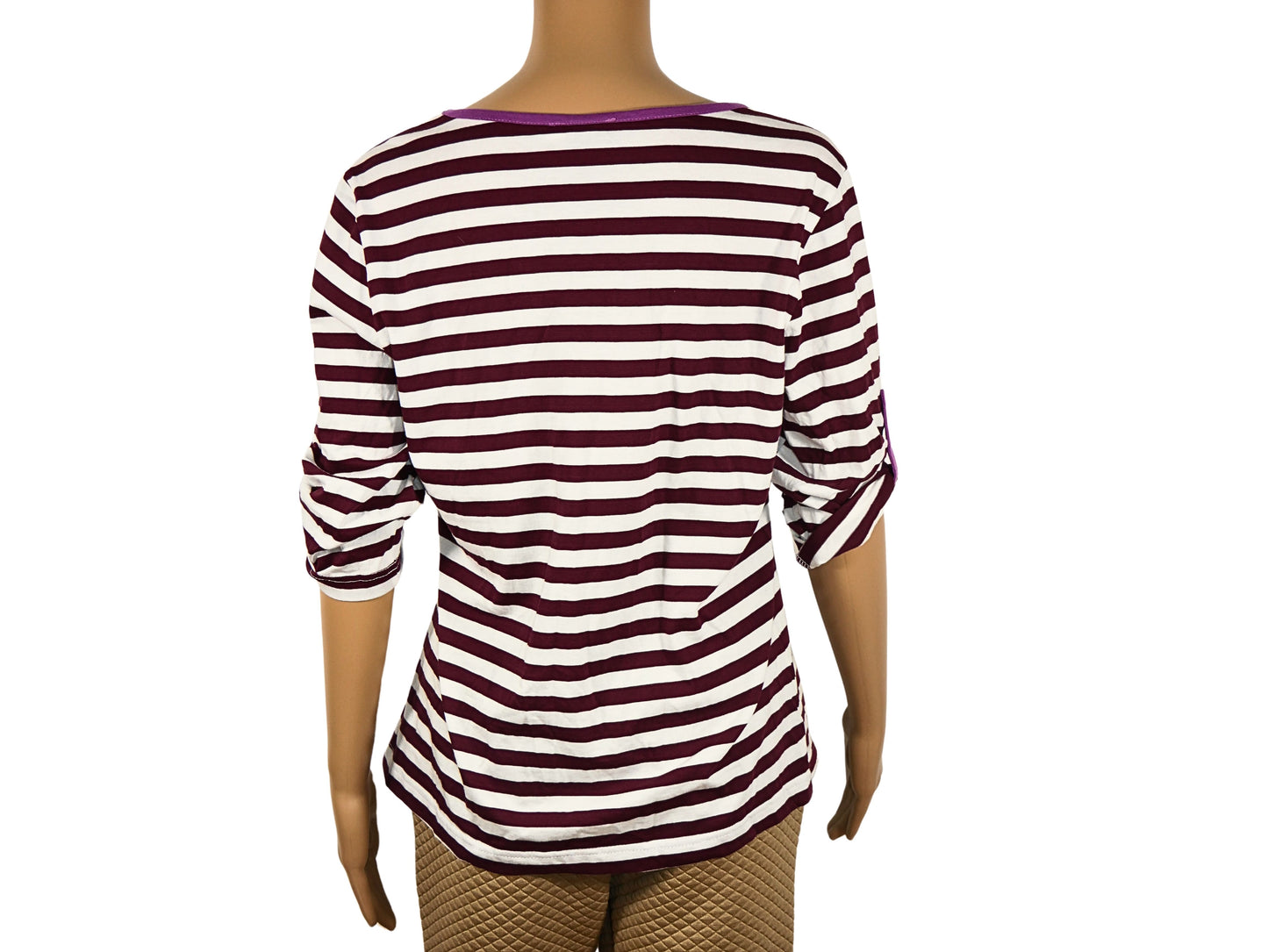 Vivance striped top with 3/4 sleeves