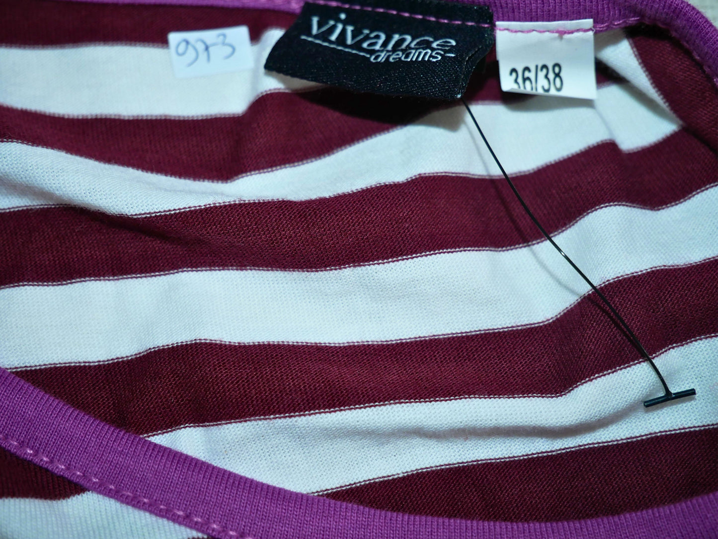 Vivance striped top with 3/4 sleeves