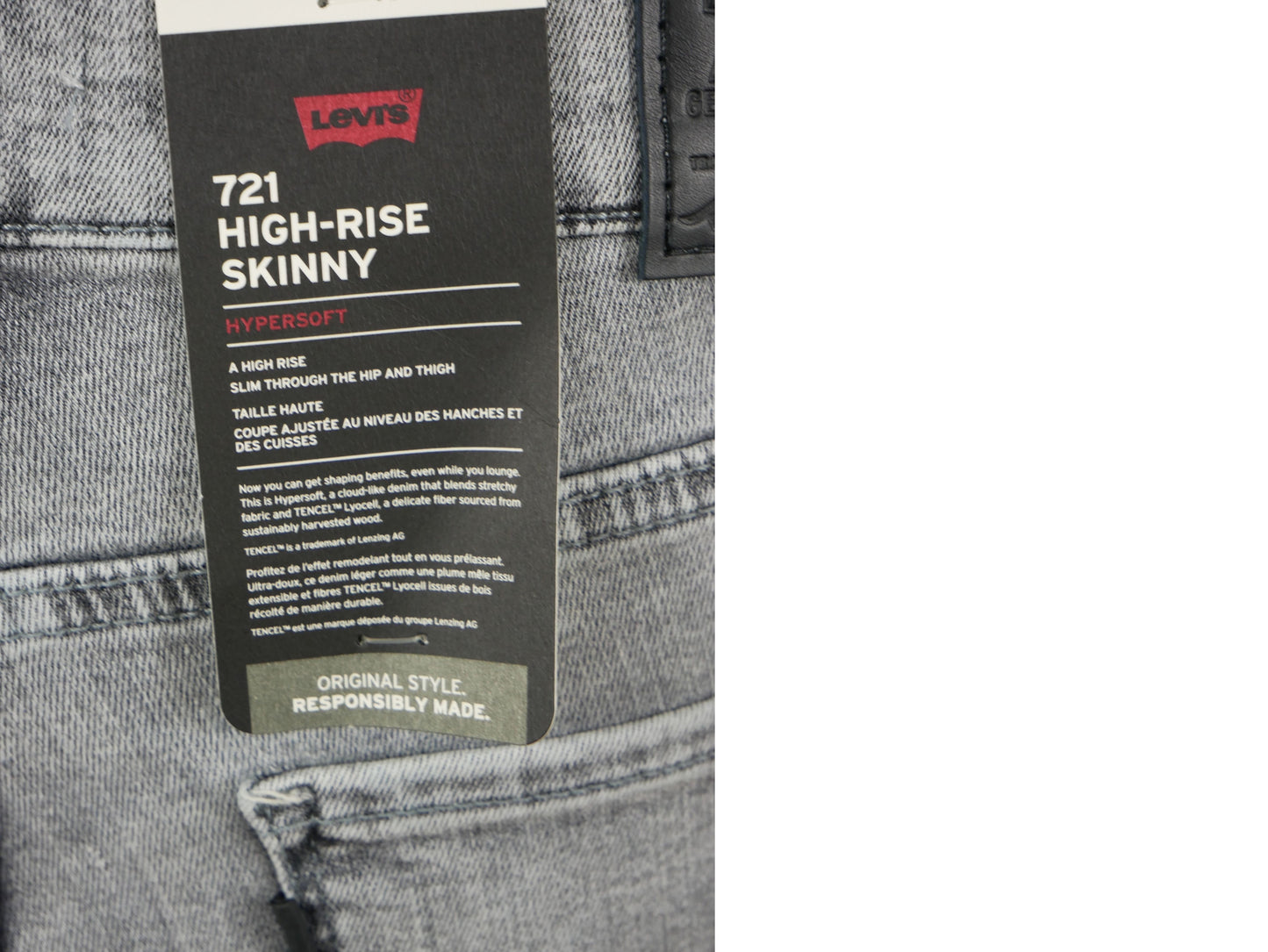 Levi's 721 graue Skinny-Jeans mit hohem Bund für Damen