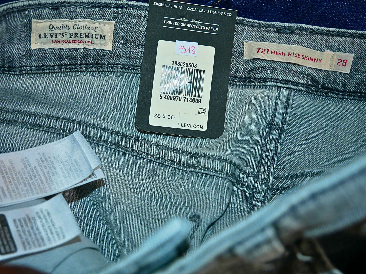 Levi's 721 graue Skinny-Jeans mit hohem Bund für Damen