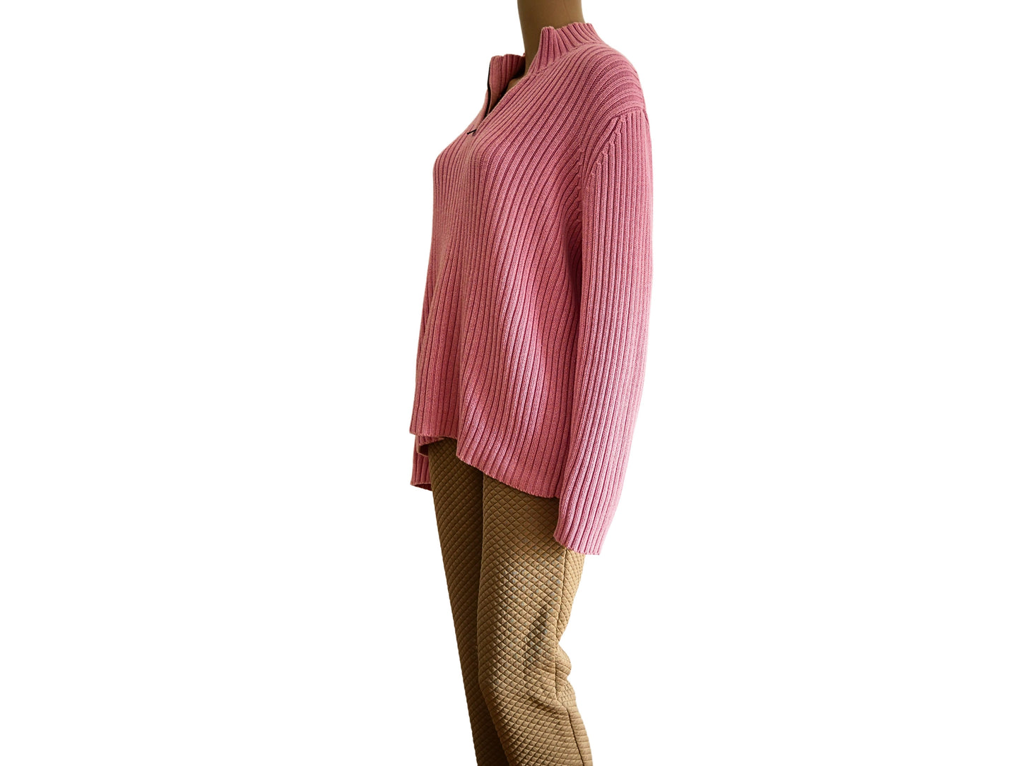 Rosafarbener Langarmpullover mit LANDS'END-Verschluss