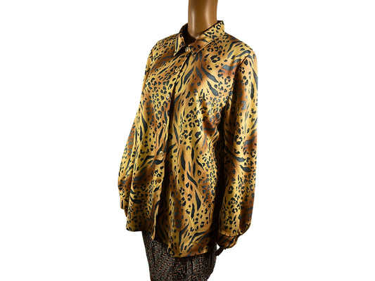 Vintage 1980s Leopard Print Blouse