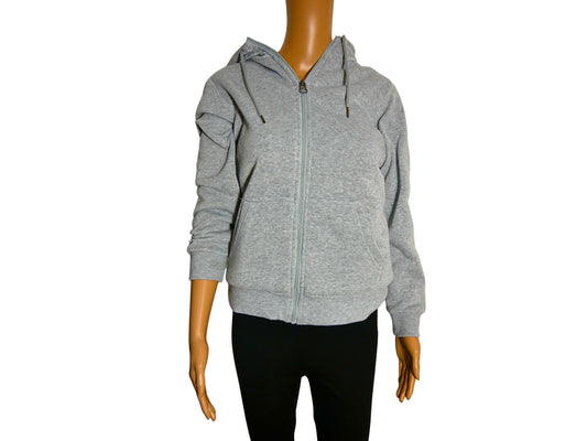 Women's Solid Color Hooded Sweatshirt with Zipper
