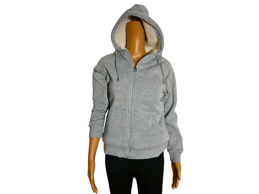 Women's Solid Color Hooded Sweatshirt with Zipper