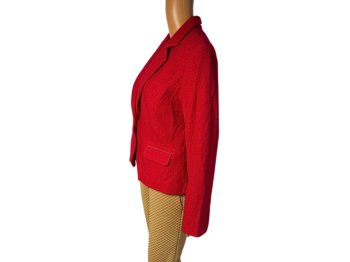 Women's Red Boiled Wool Blazer Jacket