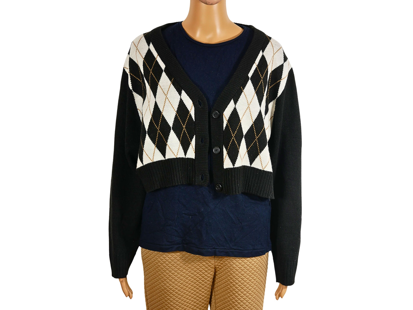 Kurze Strickjacke mit Rautenmuster DIVIDED für Damen