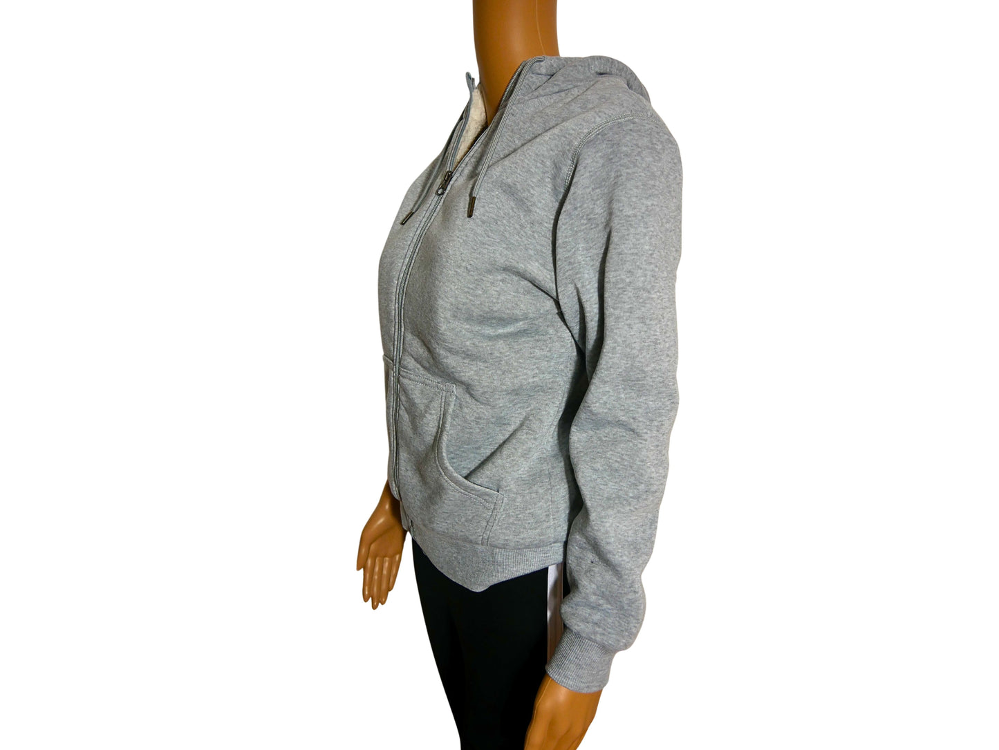 Women's Solid Color Hooded Sweatshirt with Zipper