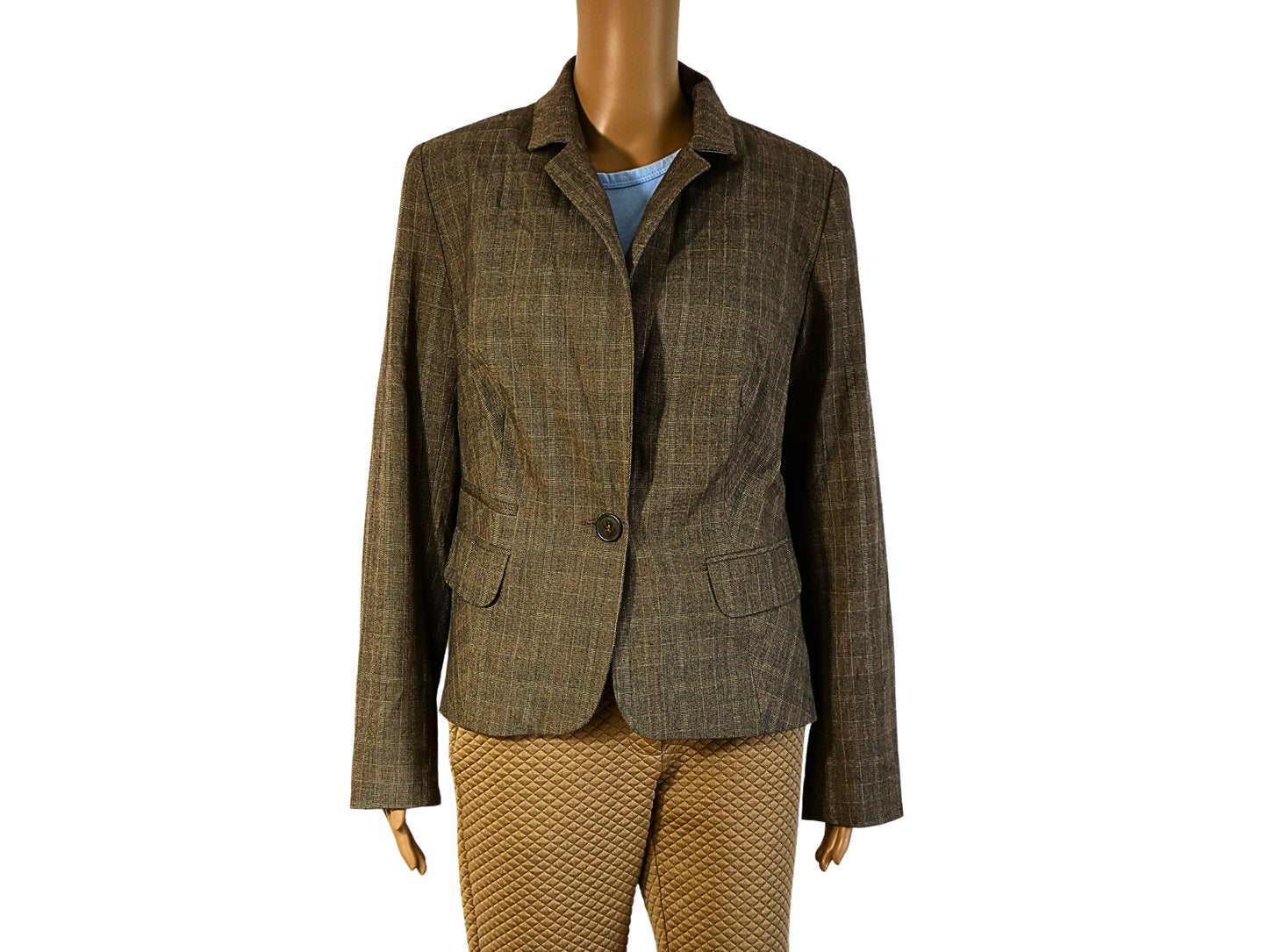 Brauner Blazer mit Karomuster für Damen der Marke Quiosque