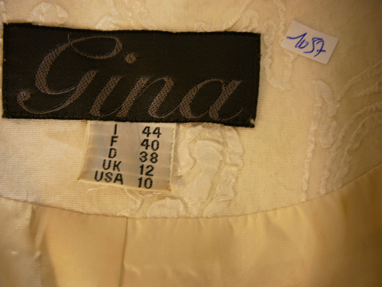 Vintage-Blazer in gebrochenem Weiß mit weißem Muster für Damen