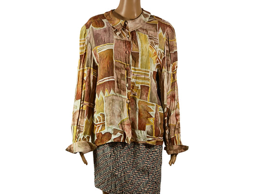 Blouse en soie vintage à motif savane