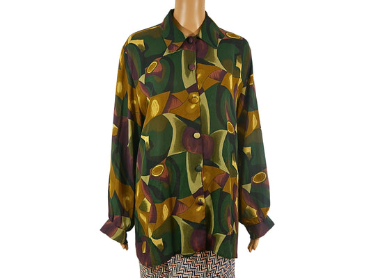 Vintage long sleeve blouse with print