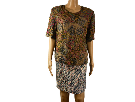 Vintage oversized short sleeve blouse for women