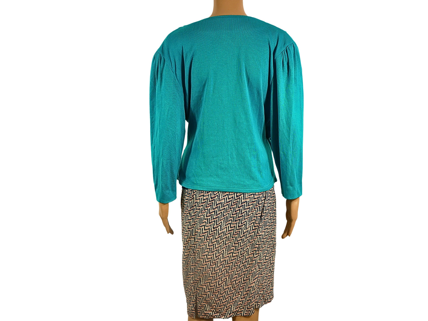 Vintage green blouse with crossed collar