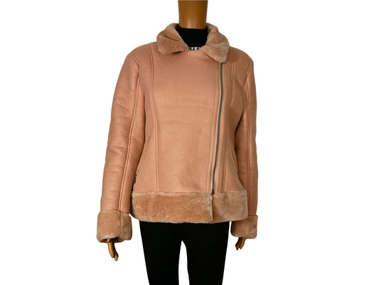Blouson aviateur en imitation cuir - Vieux rose