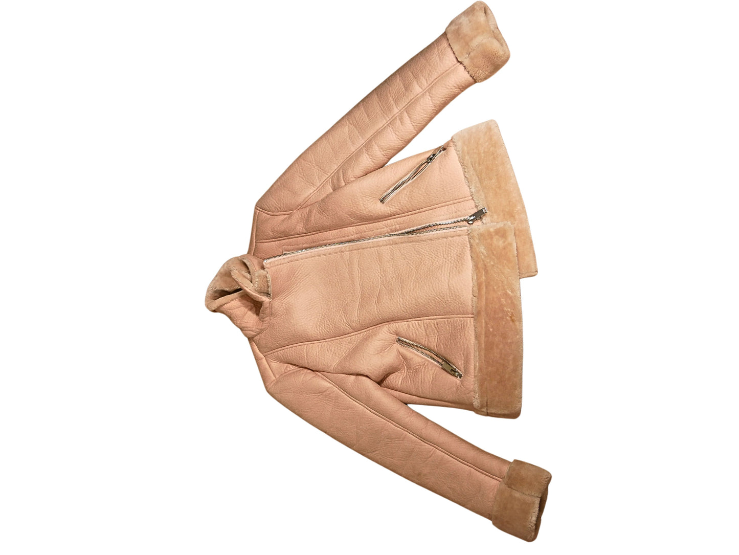 Blouson aviateur en imitation cuir - Vieux rose