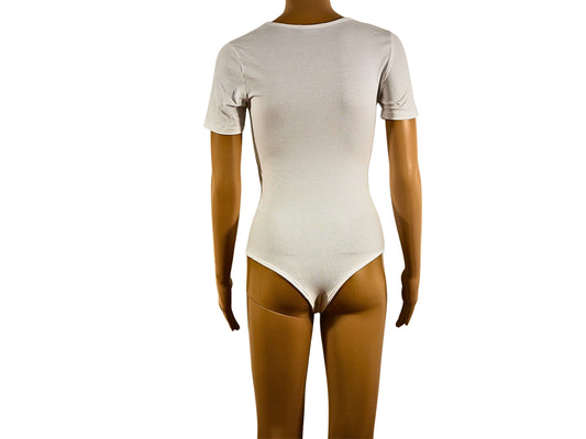 Prettylittlething White Short Sleeve Cotton Bodysuit