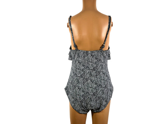 Ocean Club Ruffled Printed Bodysuit