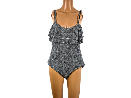 Ocean Club Ruffled Printed Bodysuit
