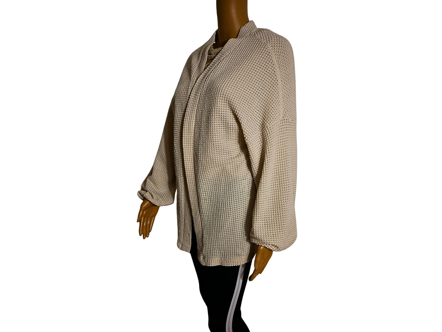 Cardigan blanc à manches longues décontracté à manches ouvertes pour femme