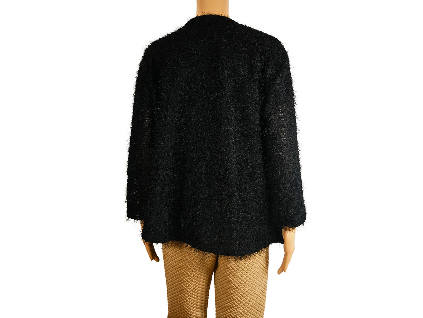 Women's black 3/4 sleeve knit cardigan
