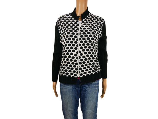 Cardigan noir imprimé blanc pour femme