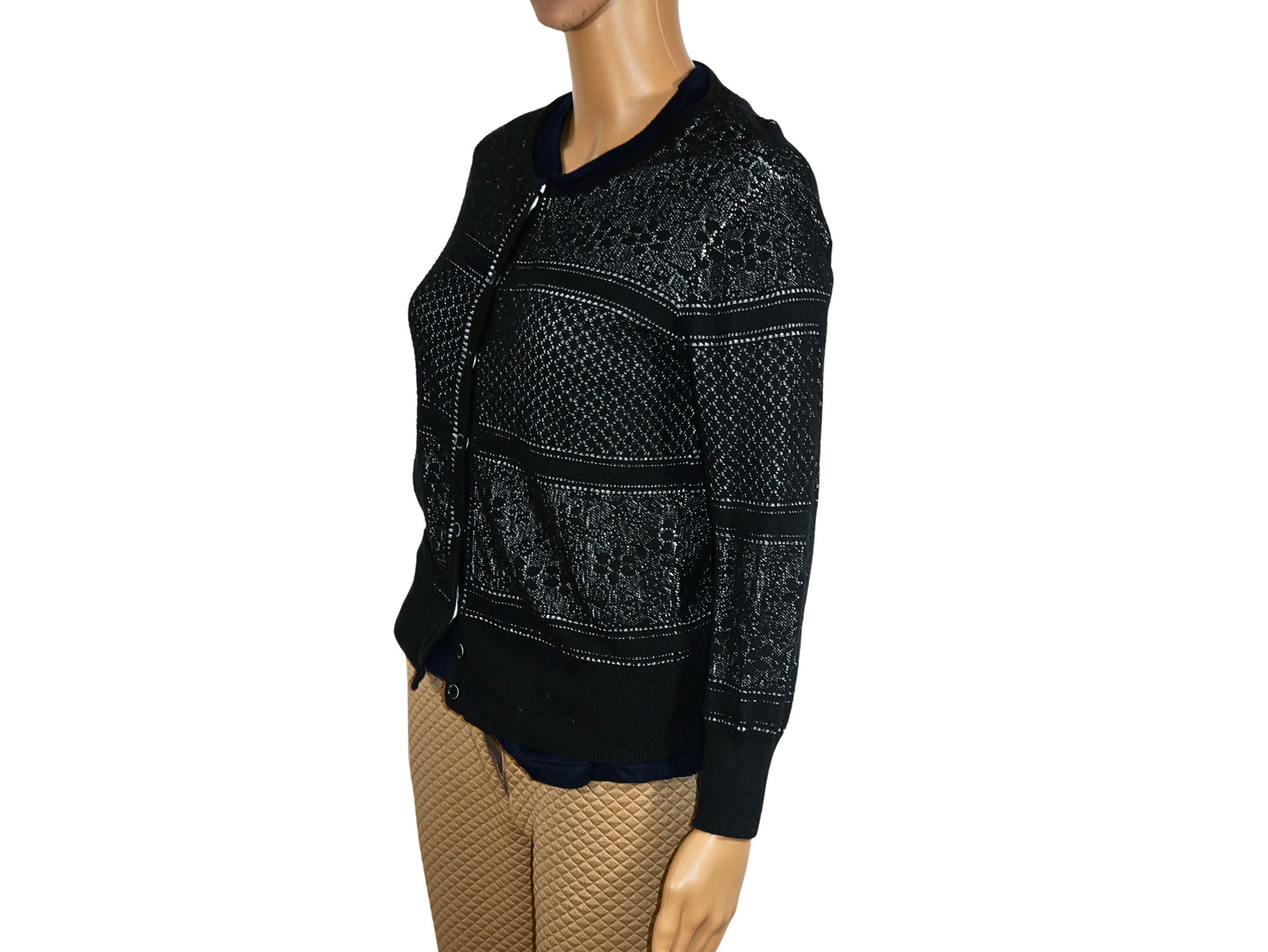 Black knitted cardigan for women