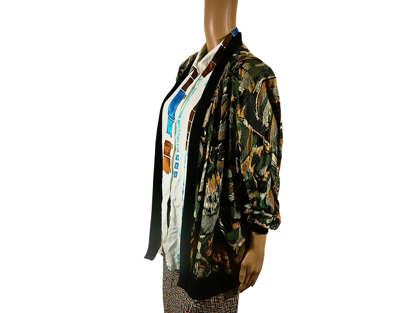 Cardigan vintage imprimé feuille pour femme