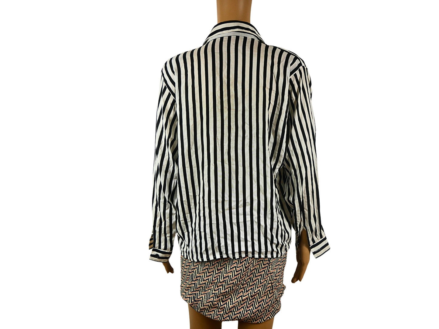 Vintage white and black striped button-down shirt