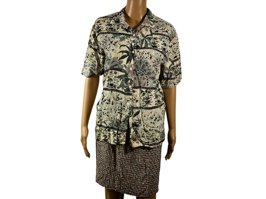 Women's Vintage Savannah Pattern Short Sleeve Shirt