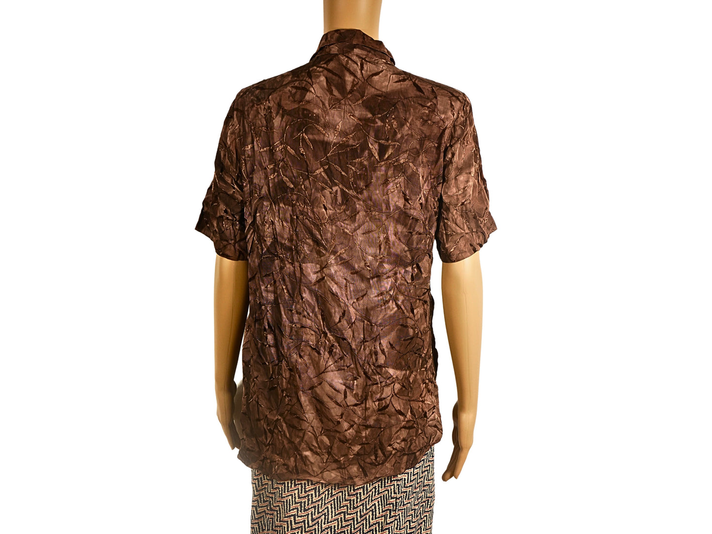 Vintage brown short sleeve animal pattern shirt for women