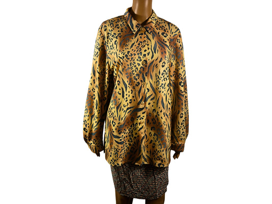 Vintage 1980s Leopard Print Blouse
