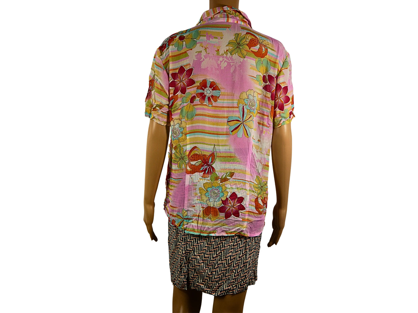 Chemisier vintage imprimé floral à manches courtes