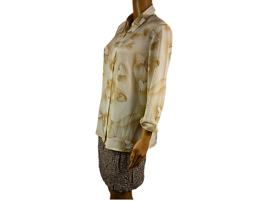 Vintage long sleeve blouse with print