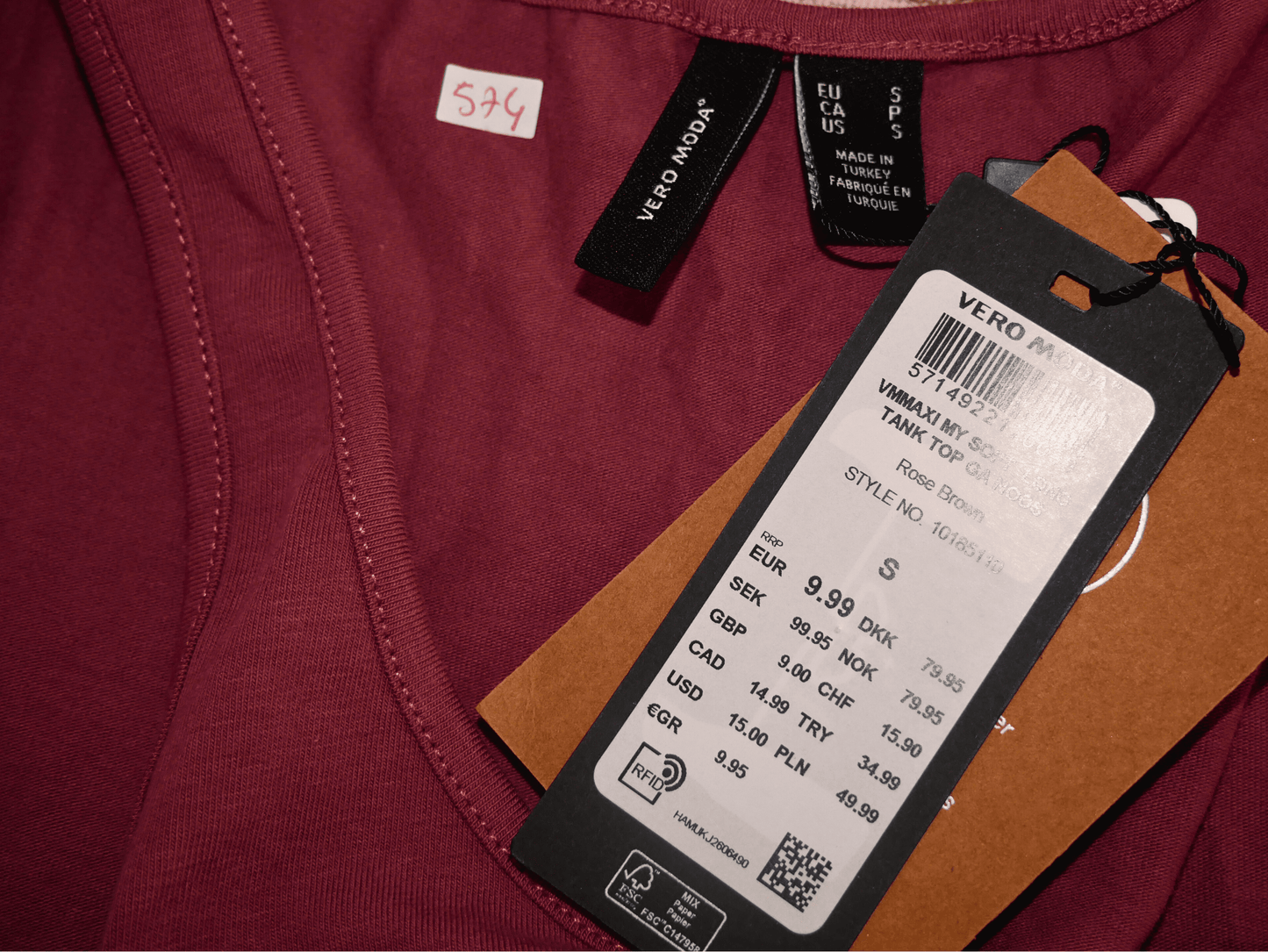 Débardeur rose long  VERO MODA femme