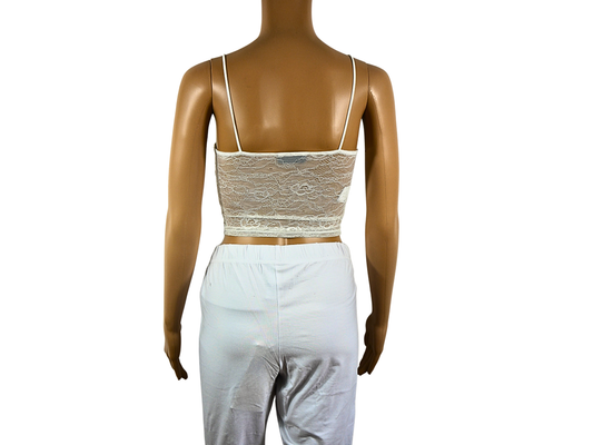 EVEN&ODD Women's Trendy White Floral Pattern Tank Top