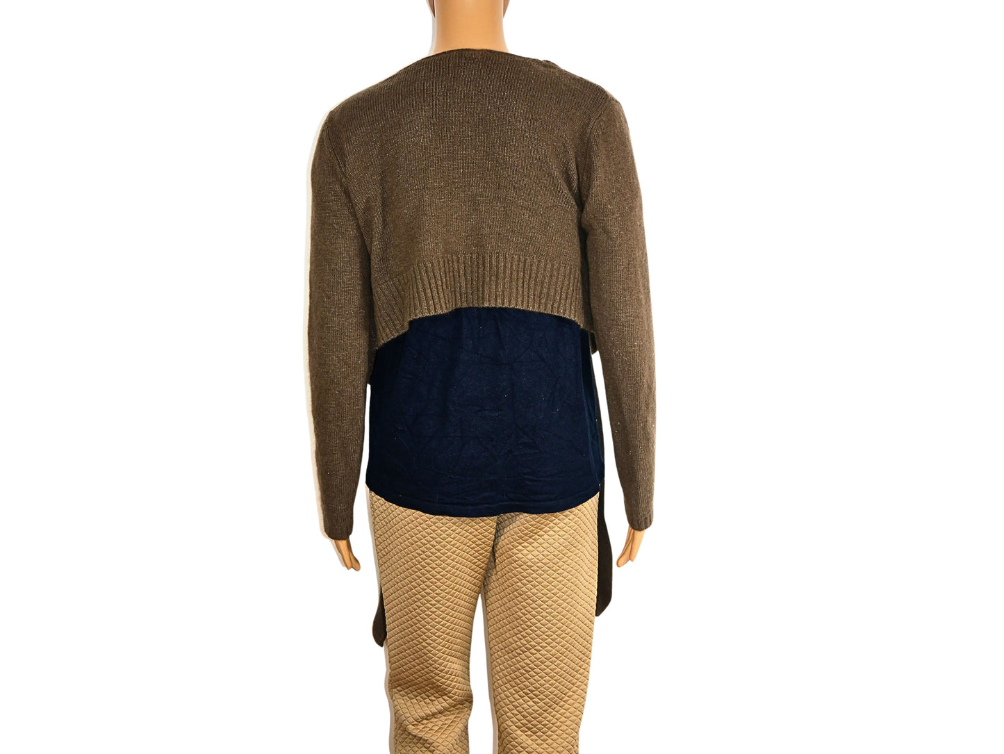 Gilet léger marron en maille à nouer sur le devant pour femme
