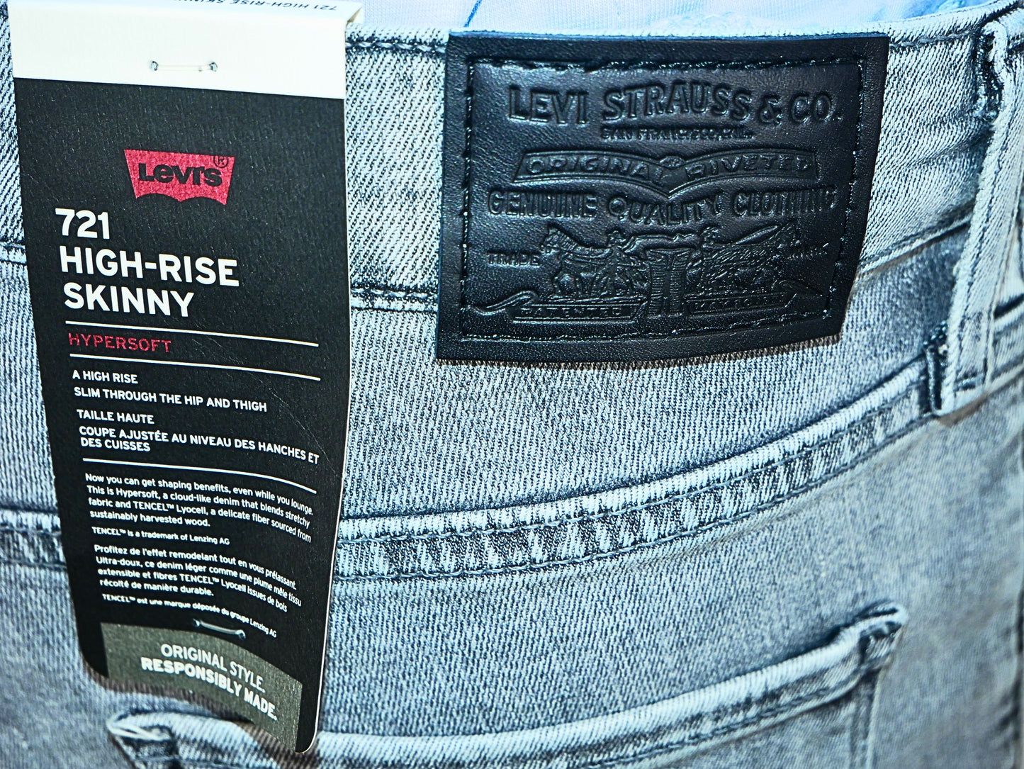 Levi's 721 graue Skinny-Jeans mit hohem Bund für Damen