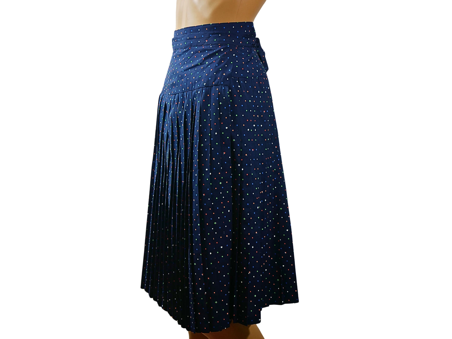 Vintage blue skirt with polka dot print