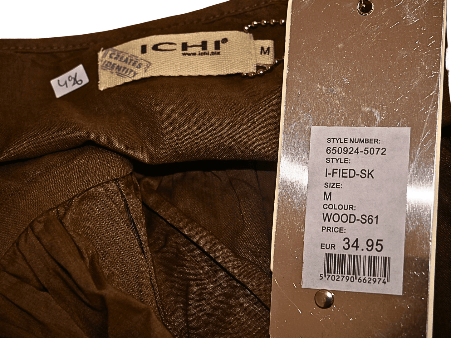 Knielanger Rock von ICHI in Khaki