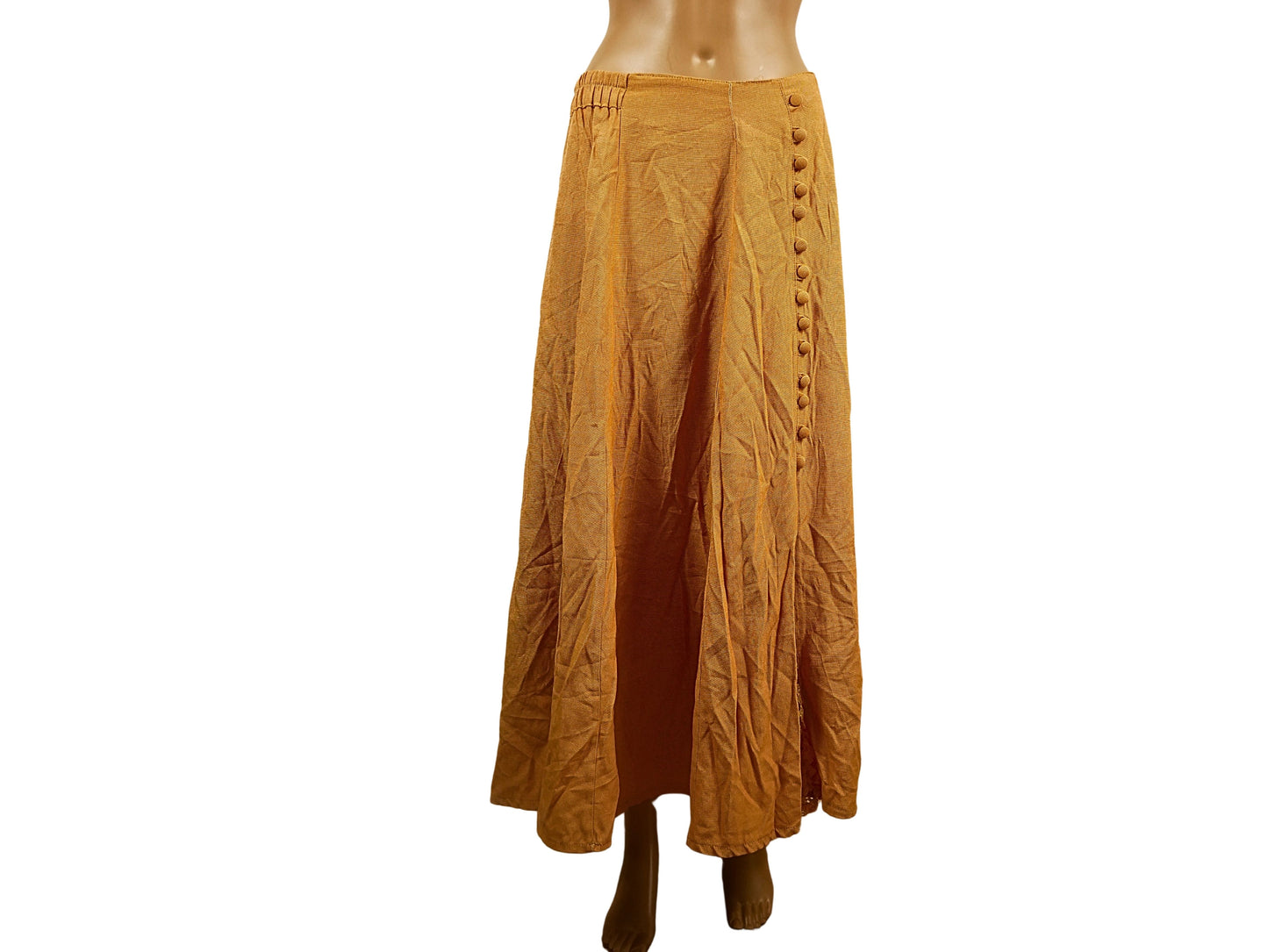 Orange buttoned long skirt