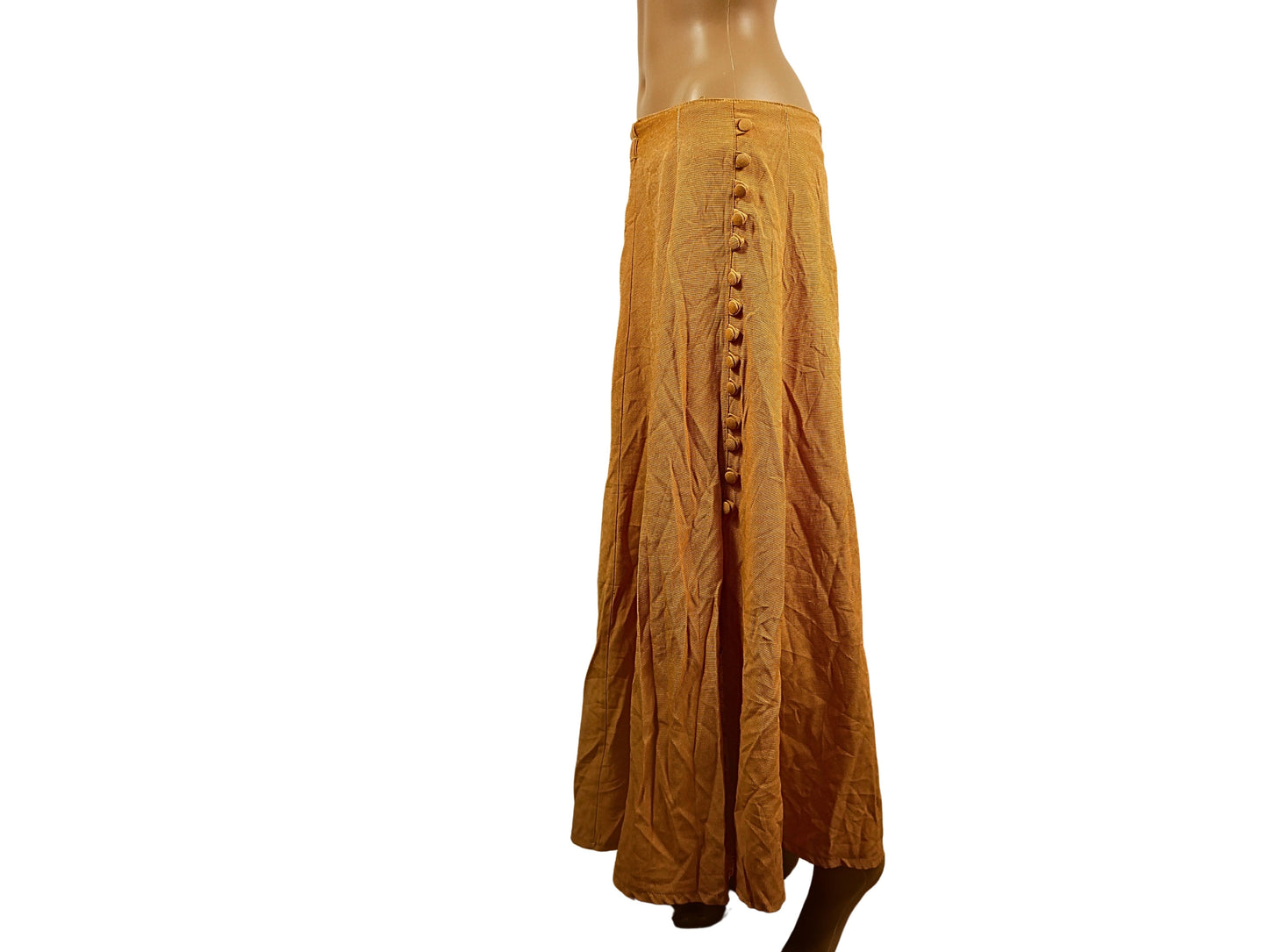Orange buttoned long skirt