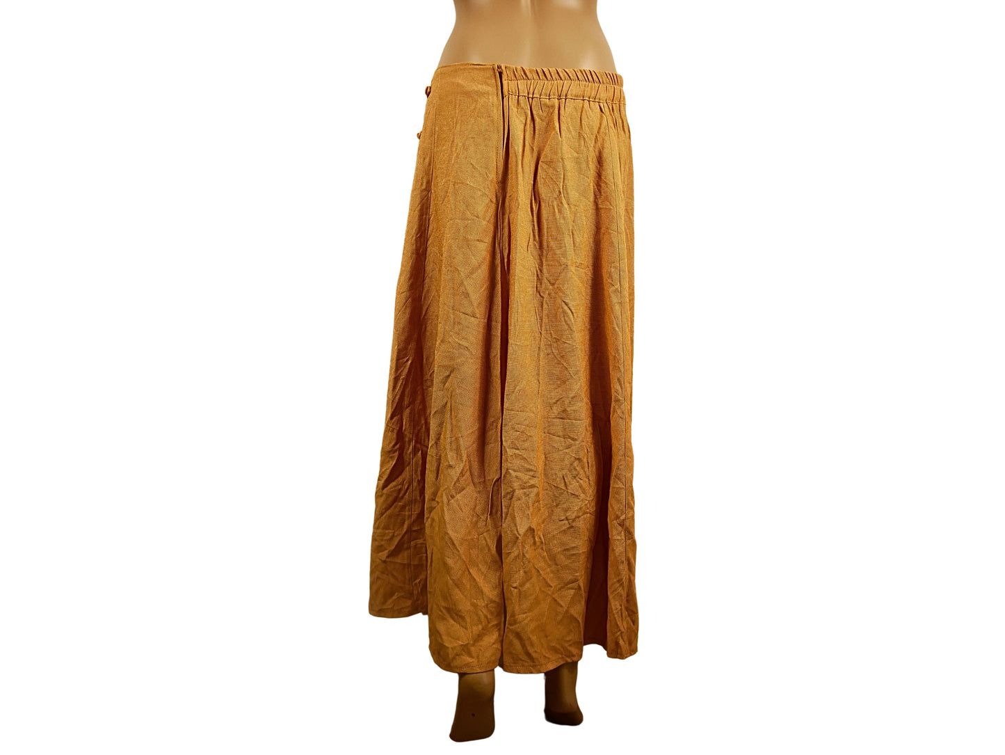 Orange buttoned long skirt
