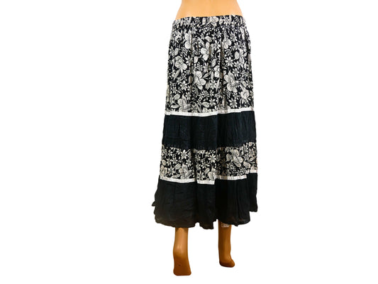 Long retro flower print skirt