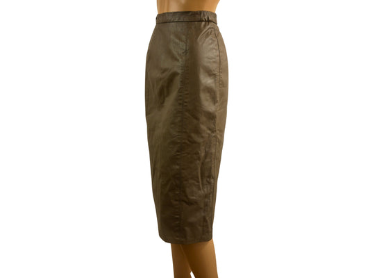 Vintage Faux Leather Straight Midi Skirt