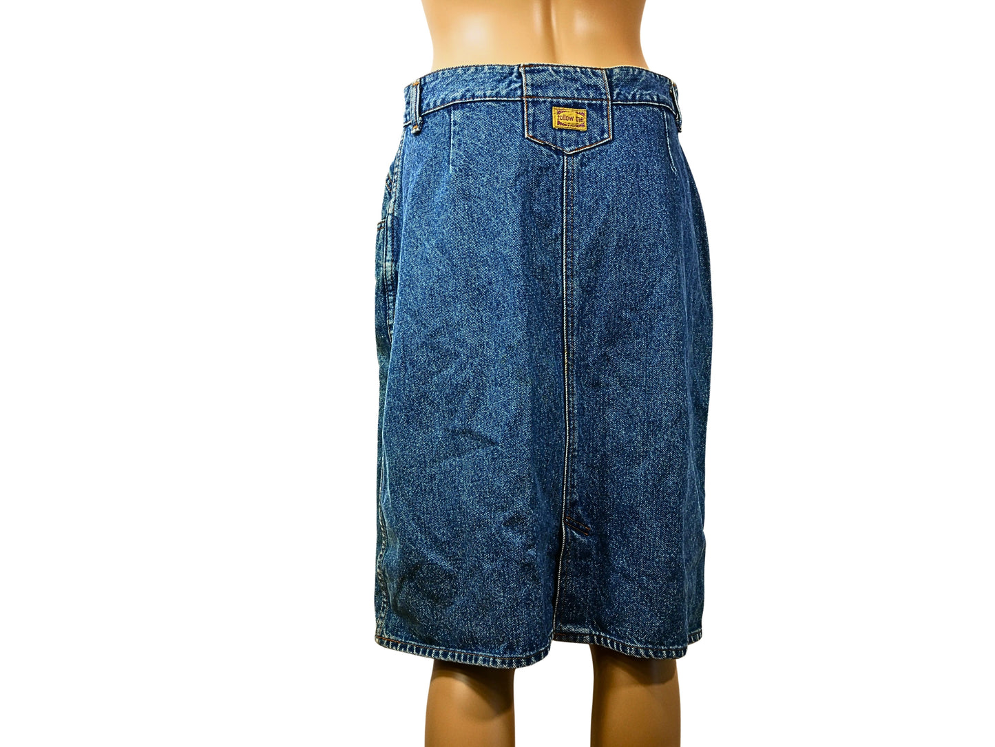 Mittellanger Rock aus dunkelblauem Denim