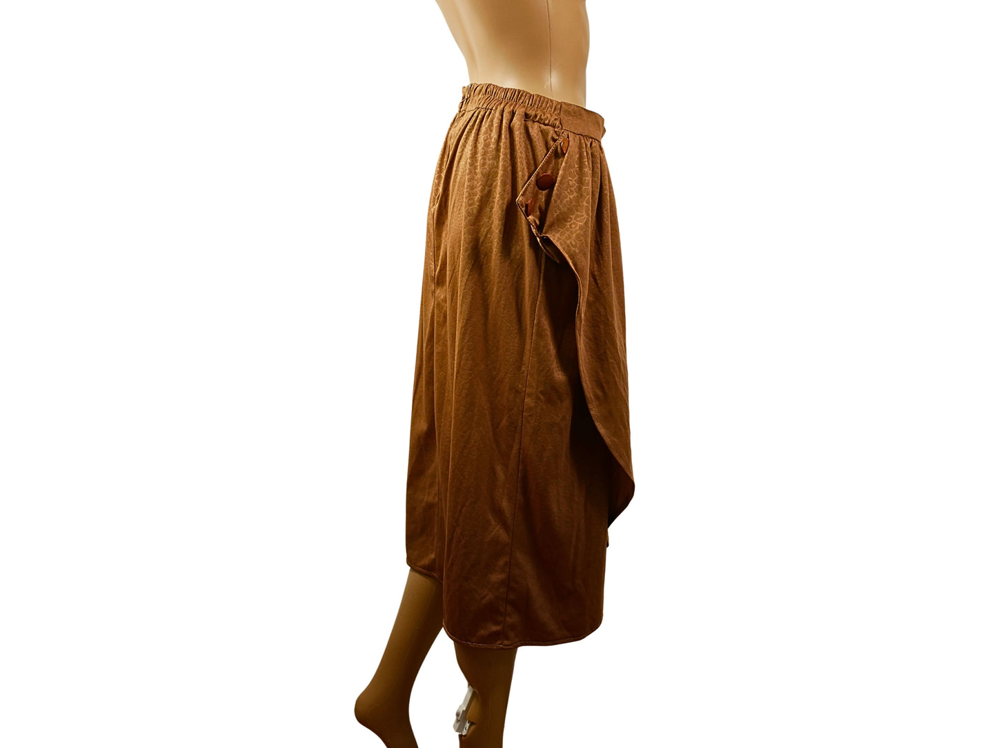 Brown satin midi skirt