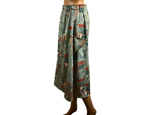 Floral Print Retro Midi Skirt