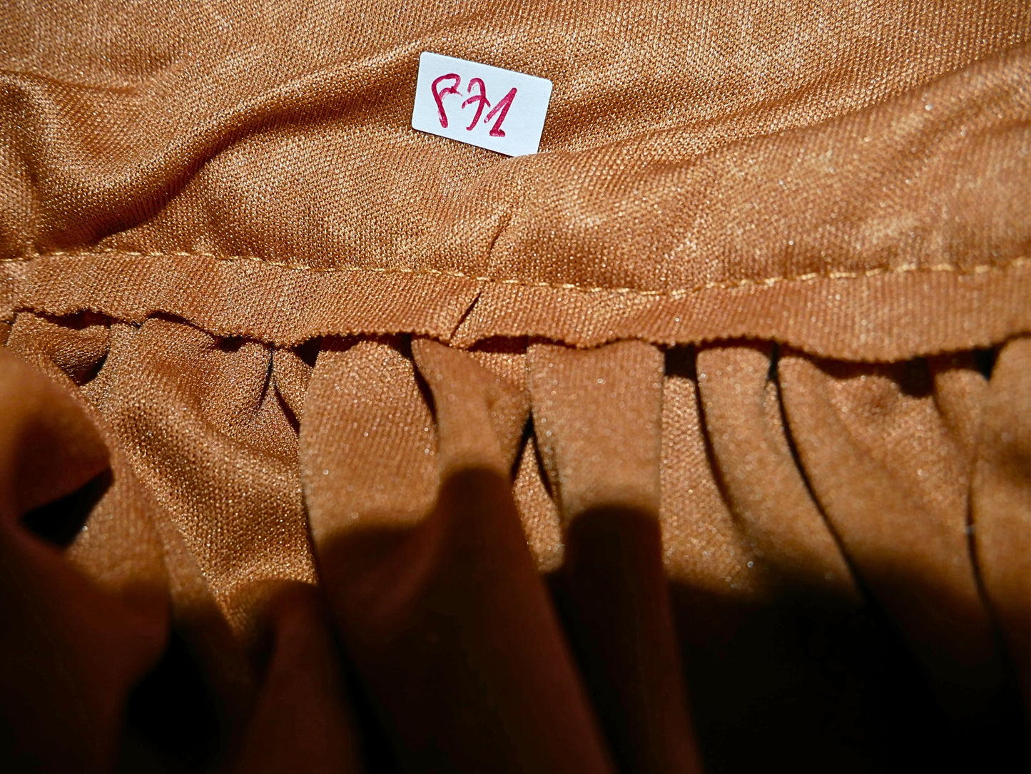 Brown satin midi skirt