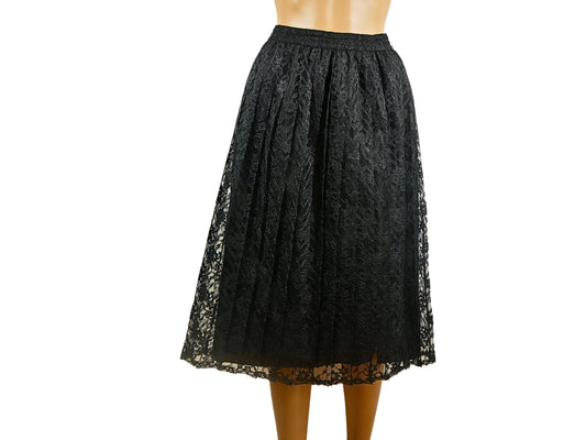 Black lace midi skirt