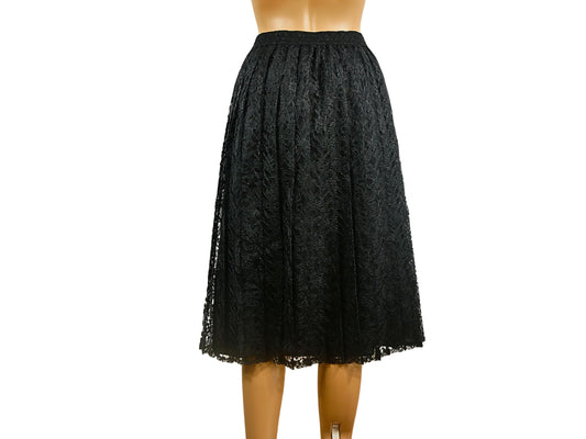 Black lace midi skirt